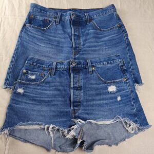 Levi's 501 Distressed Cut Off Denim Shorts High Rise W33 Lot of 2